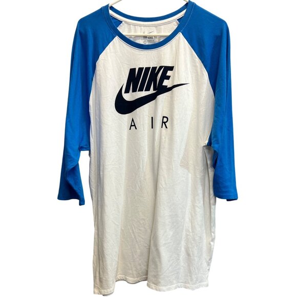 New Nike Air Blue White T-Shirt 3/4 Sleeve XXL TTG - Picture 1 of 2